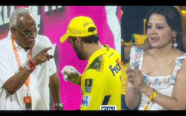 CSK CEO talking privately with MS Dhoni after IPL 2025 match